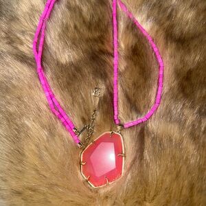 Kendra Scott Fuchsia Necklace with Gold Pendant
